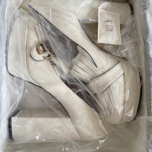Gucci Malaga Kid GG Marmont Fringe Platform Loafer Pumps sz 39 NIB - Picture 7 of 9